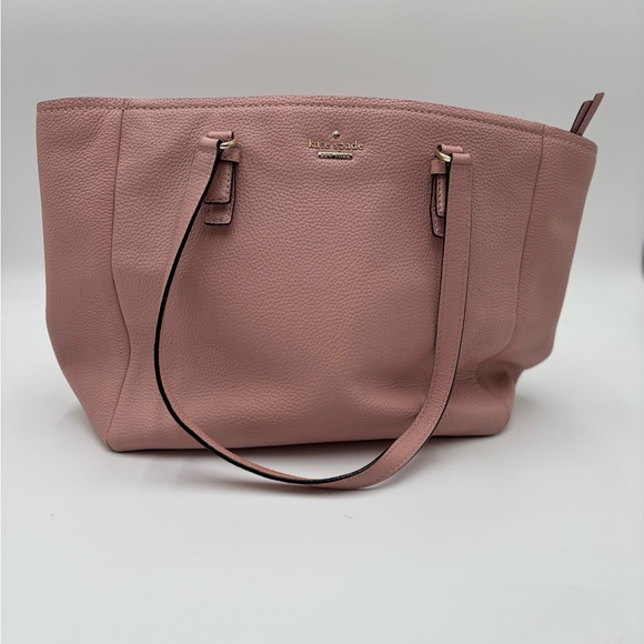 Kate Spade New York Pebbled Leather Tote Bag Blush Pink Shoulder Purse - Picture 6 of 11